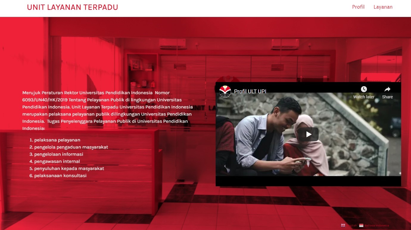 Penyegaran Website Unit Layanan Terpadu (ULT) Universitas Pendidikan Indonesia